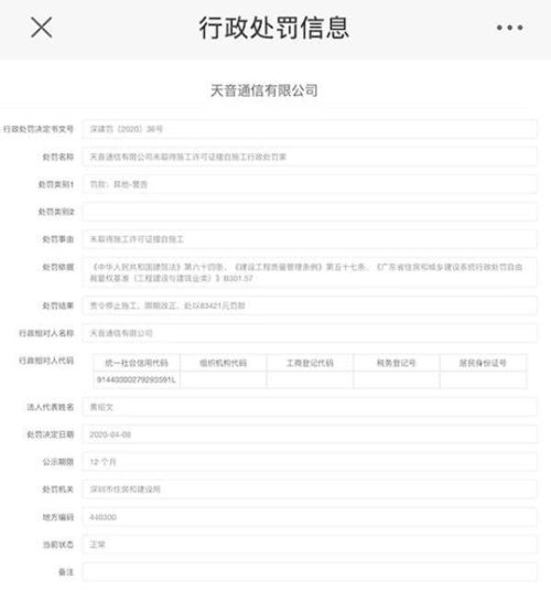 信息公開與企業責任 評天音控股子公司因無證施工及超范圍經營屢遭處罰問題
